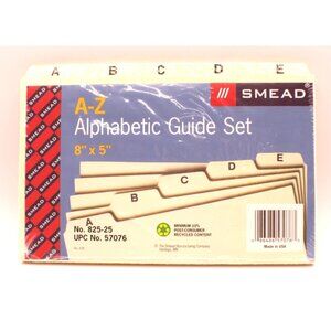 Smead Alphabetic A-Z Guide Set Divider Cards 1/5-Cut Tab 8x5" #57076 NEW SEALED